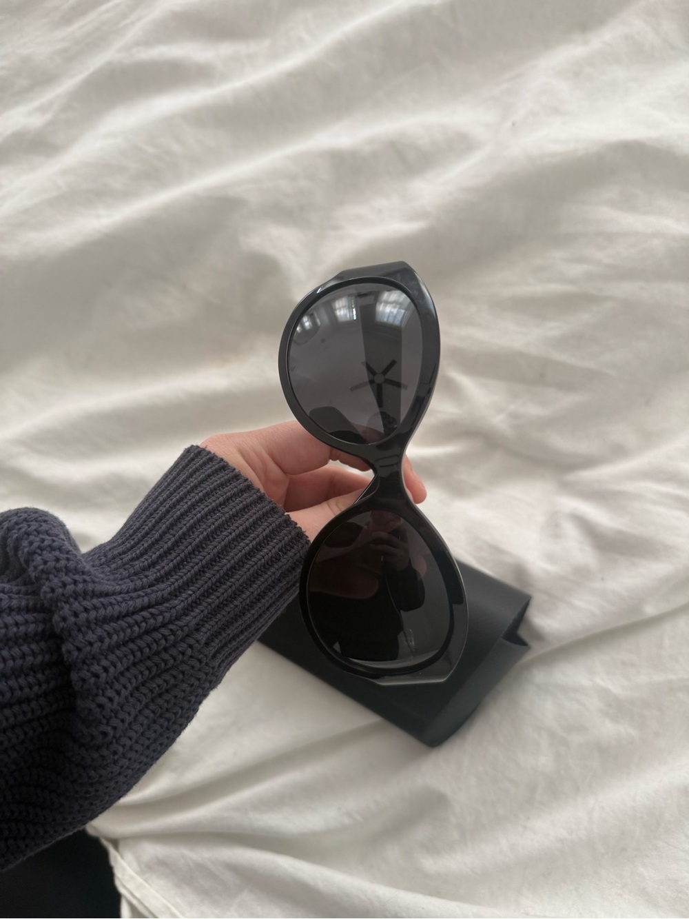 Celine Black Oversized Round Sunglasses with Case - Picture 6 of 7